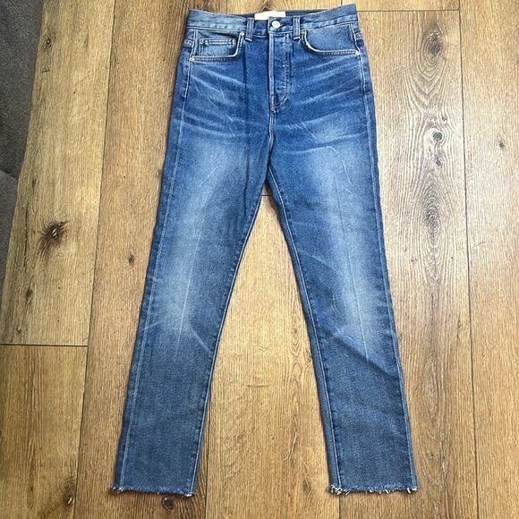 CQY Denim Denim - CQY Medium Wash High Rise Raw Hem Skinny Jeans Size 25